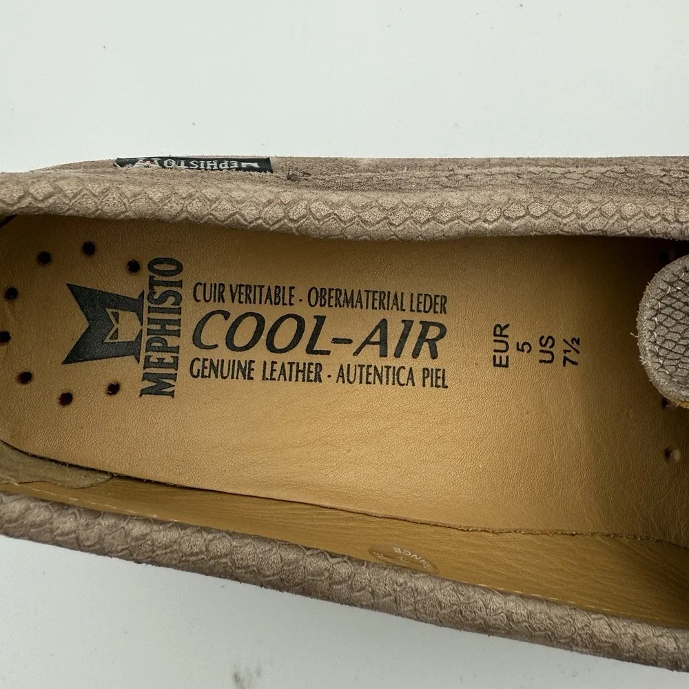 MEPHISTO Cool Air Suede Slip On‎ Loafers Comfort Taupe Tan Women's Size 7.5